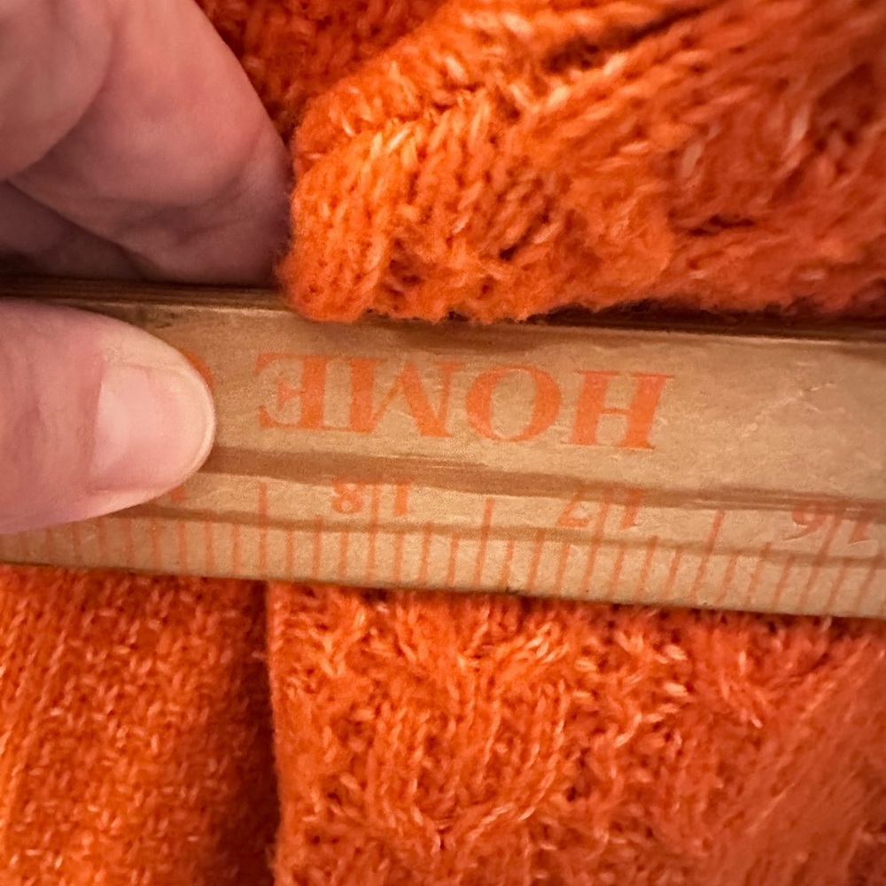CABI #4038 Harvest cable knit hunter orange cotton woman balloon sleeve sweater - Picture 12 of 15